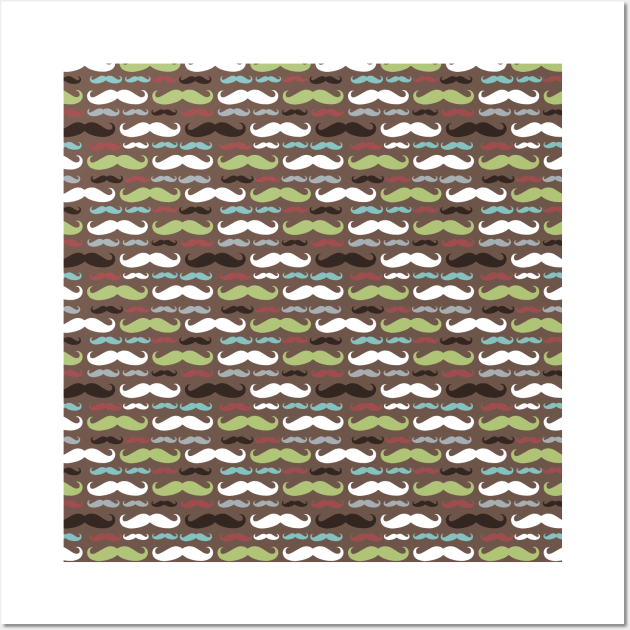 Brown Mustache Pattern Wall Art by saradaboru